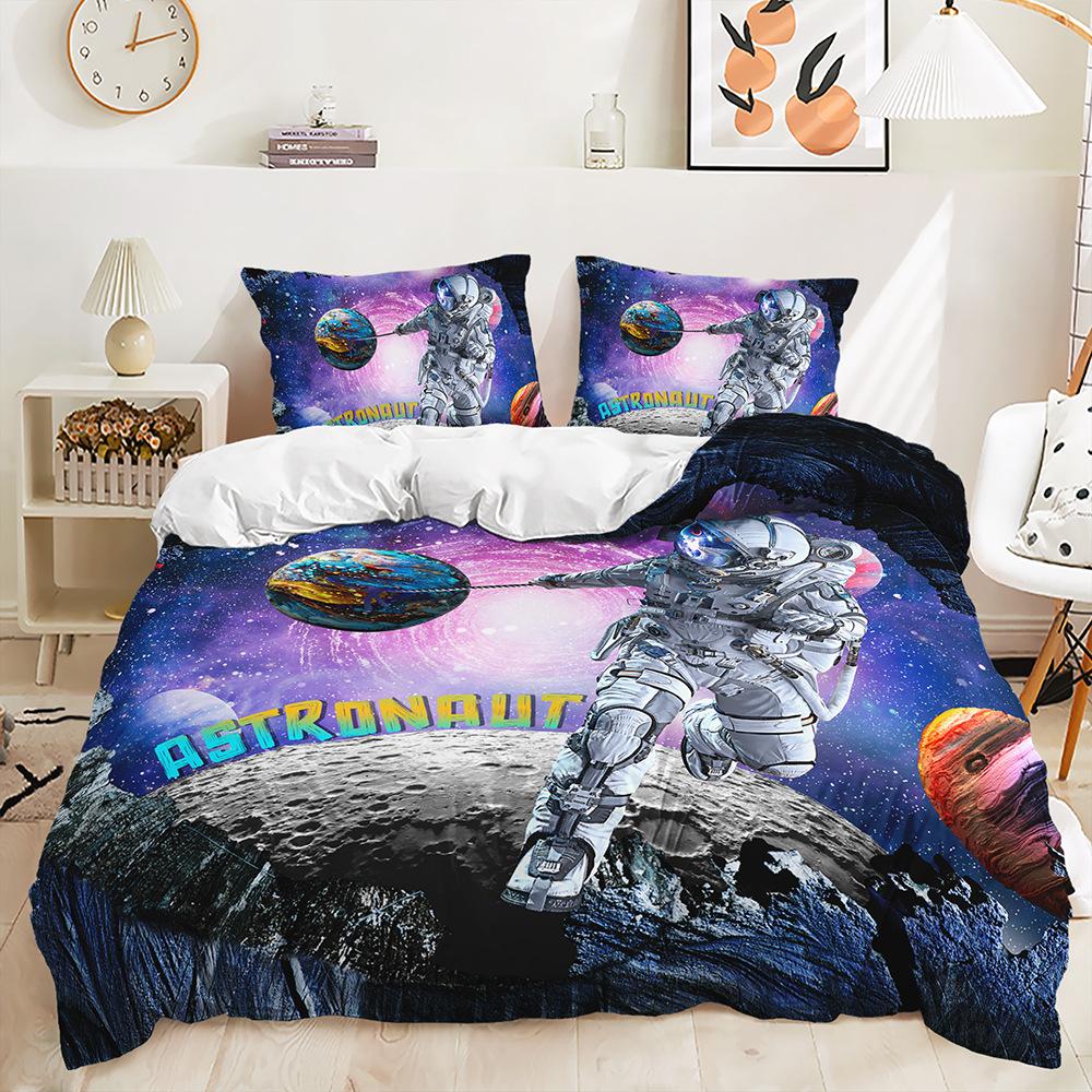 Комплект постельного белья 3D Planet для комнаты мальчиков, пододеяльник, наволочка, 2/3 предмета для любителей космоса, мягкий домашний текстиль, украшение для дома для детской комнаты