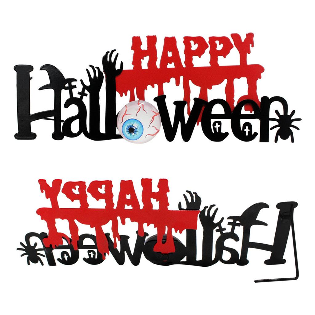 Happy Halloween Table Sign, Halloween Tiered Tray Decor With Eyeball Spider Block Sign Table Decorations Centerpiece For Home