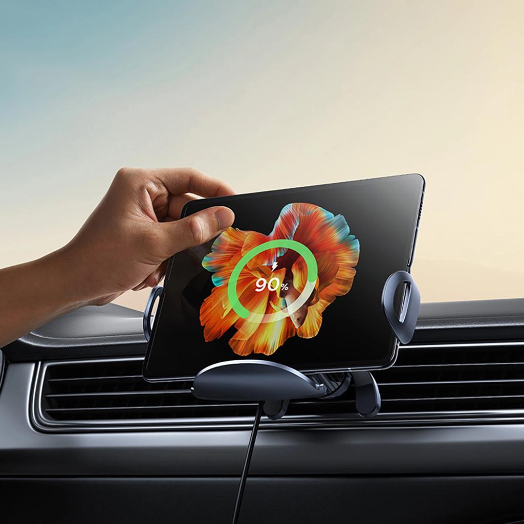 Baseus Lightchaser Bs-Cm029 Car Holder With Triple Coil Inductive Charger - Black