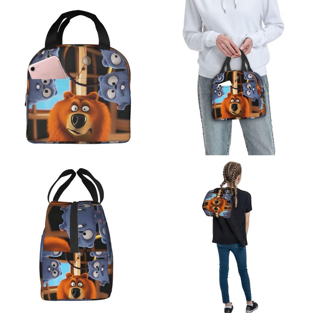 Grizzy And The Lemmings Cartoon Insulated Lunch Bag Food Bag Portable Cooler Thermal Bento Box For School Office