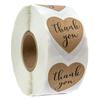 1in Natural Kraft Thank You Stickers Heart Shape Seal Labels 50-500pcs Stickers Scrapbooking for Package Stationery Sticker
