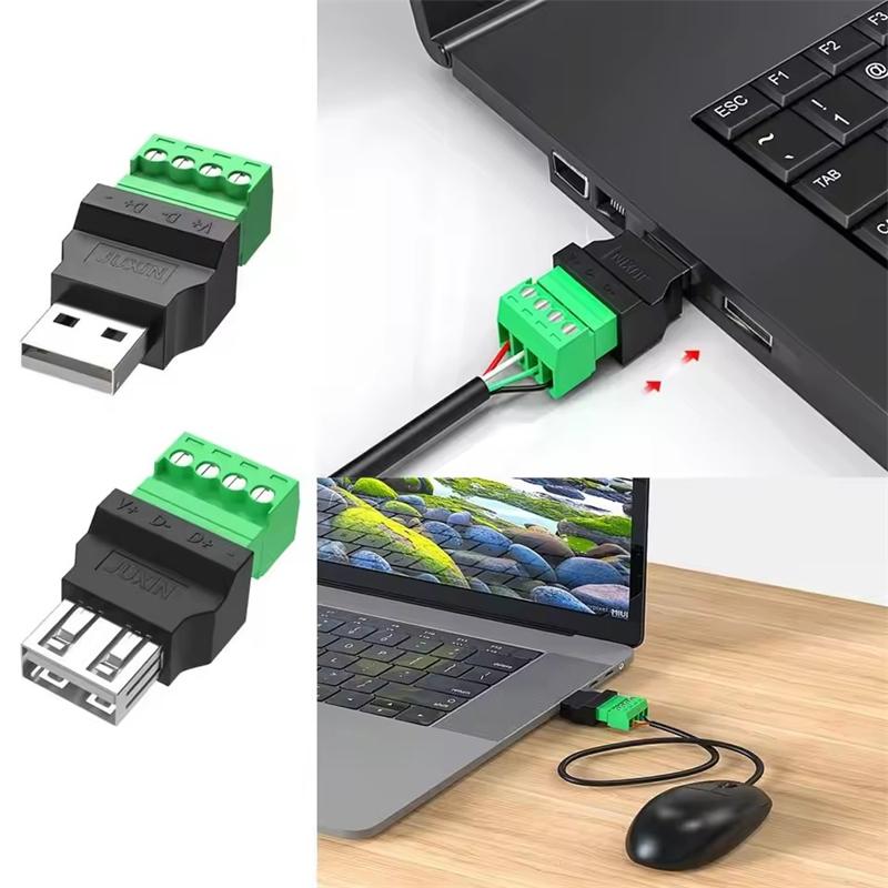 Разъем USB2.0 Избегайте сварки Штекер типа A Адаптер Разъем Гнездо USB Тип A 4-контактный Штекер/Гнездо 4-контактный Винтовой клеммный штекер
