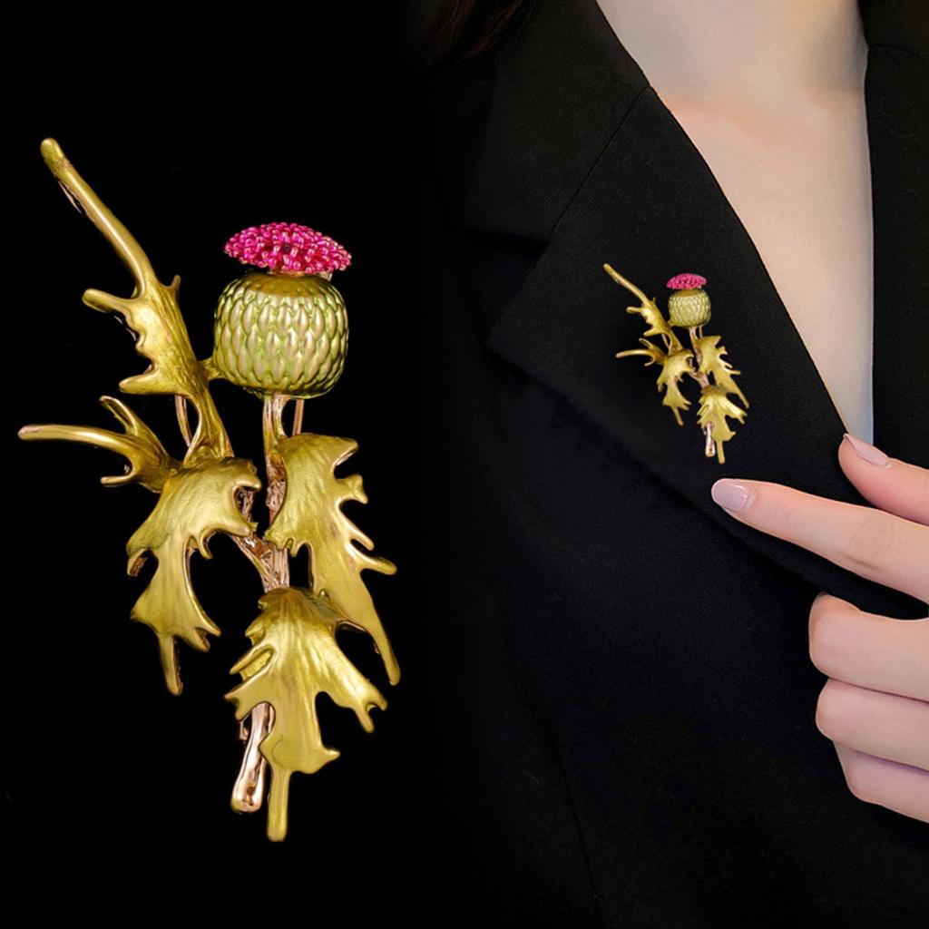 Elegant Floral Alloy Pin For Ladies Outfits Rhinestones Green Primrose Brooch Handmade Lightweight Fashion Jewelry