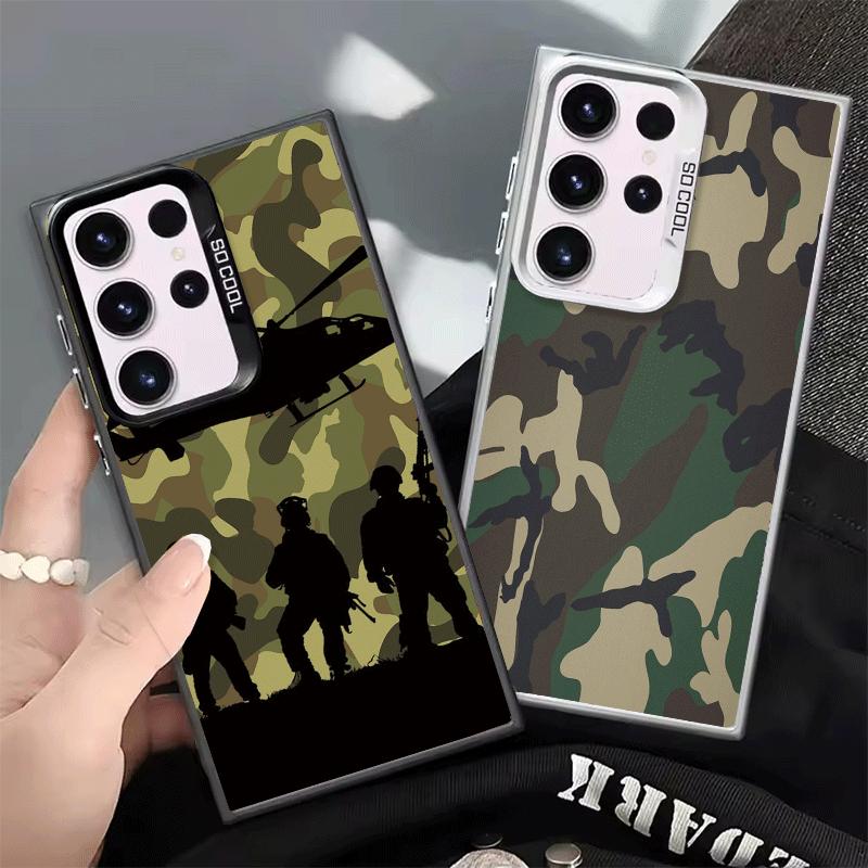 Camouflage Military Pattern Soft Phone Case for Samsung Galaxy S24 S25 FE S26 Edge S23 Ultra S22 Plus S21 + Shockproof Cover Bac