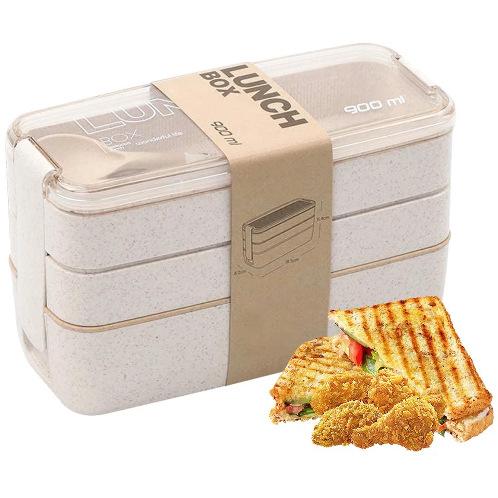 900ml Microwave Lunch Box Wheat Straw Dinnerware Food Storage Container Kids School Office Portable Bento Box Kitchen Gadgets