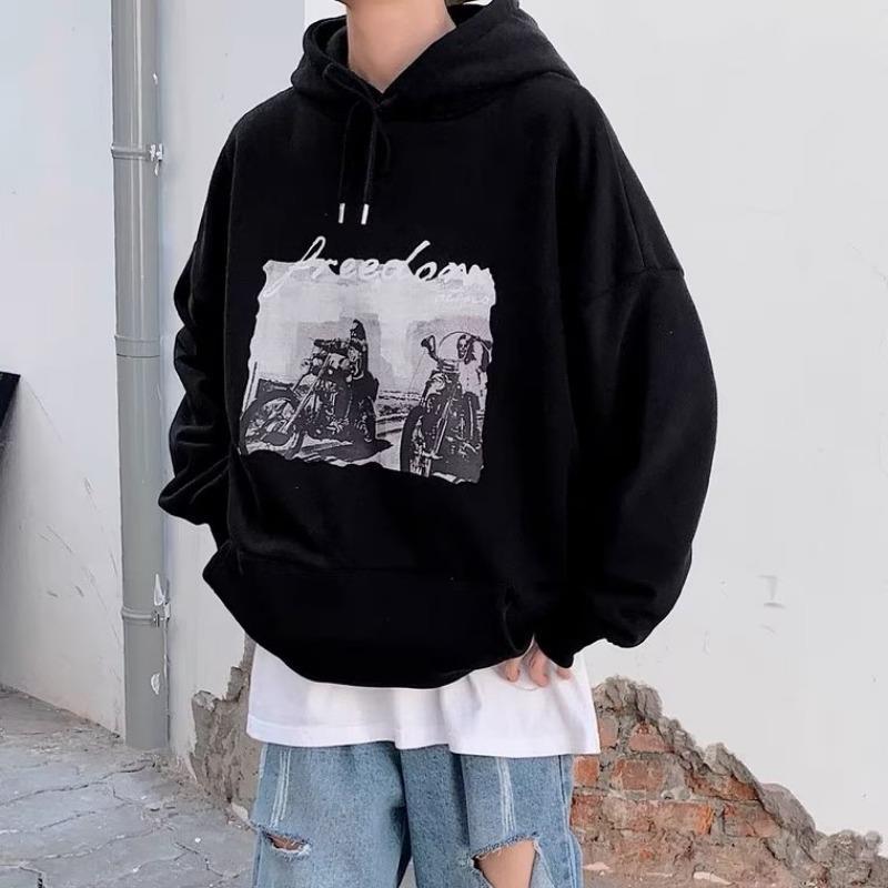 Винтажный винтажный свитер Мужская мода Ins с капюшоном Свободное пальто большого размера Осень Зима Пара