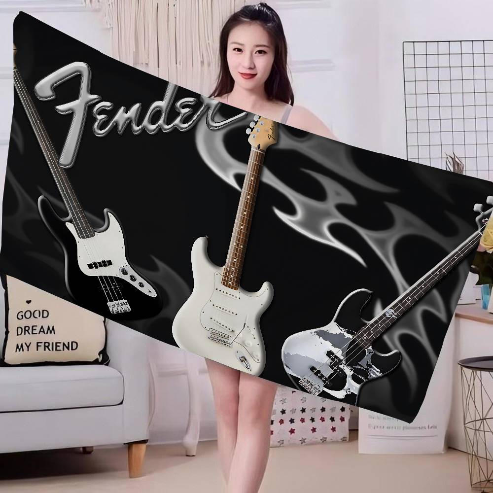 F-Fenders Гитара Тематическое Микрофибровое Печатное Пляжное Полотенце Альпинизм Йога Пляж Плавание Бег Впитывающее Мягкое Полотенце