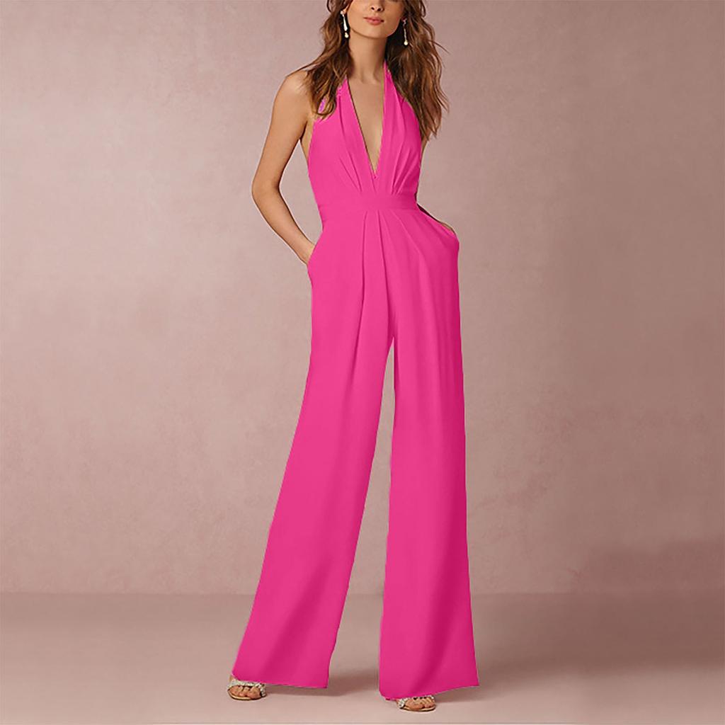 Women's Banquet Dress Jumpsuit Sexy Hanging Neck Women's Trousers
