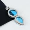 Amazing Swiss Blue Topaz Gemstone Pendant 925 Sterling Silver- Handmade Design, Everyday Wear Jewelry, Unique Swiss Blue Topaz Double Stone Pendant