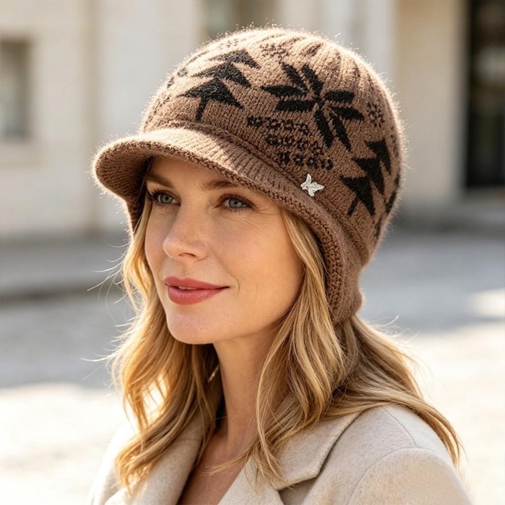 Windproof Knitted Hat Fleece Lined Beanie Hat Comfortable Winter Hat Women