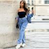 Women's Casual Workwear Jeans Multiple Pockets Wide Leg Loose Fit 2025 Spring Autumn New Style Popular Casual Denim Pants
