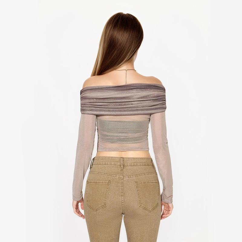 Осенний женский сексуальный повседневный пуловер с одним вырезом и длинными рукавами в стиле тай-дай