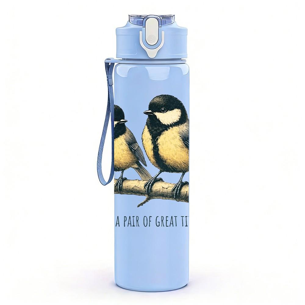 1PC Two Birds Bird Art 750ml sports water bottle leakproof straw lid outdoor office home