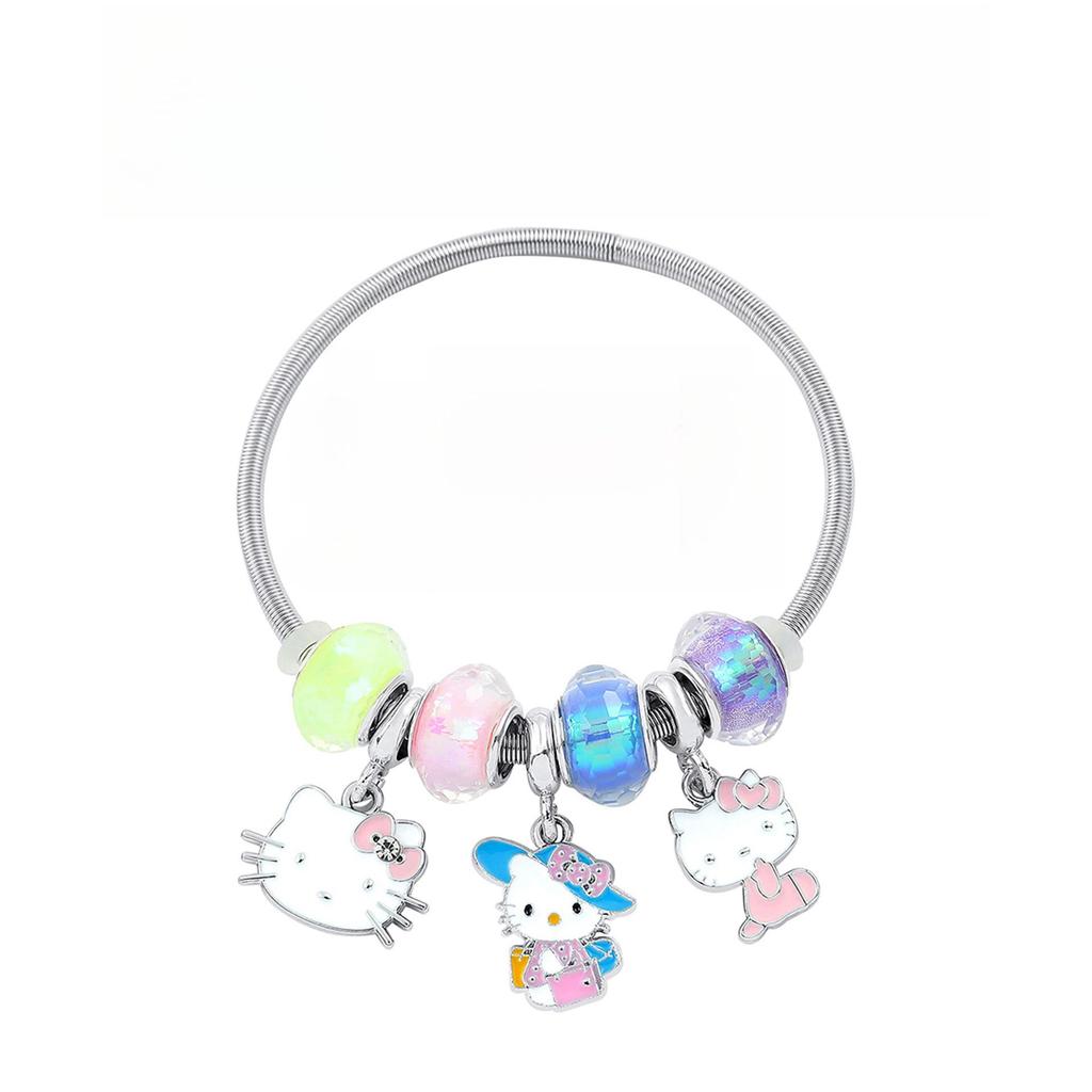 Розовый браслет Pandora Hello Kitty - Милый мультяшный кот, шарм-браслет, бижутерия