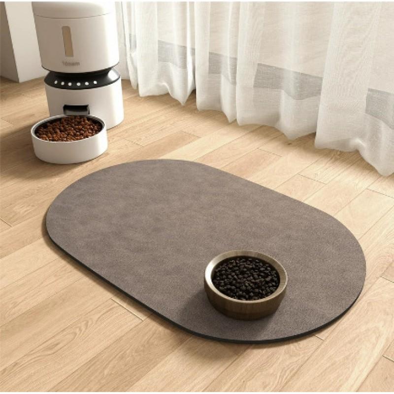 Non-Slip Pet Feeding Mat Cats Dogs Waterproof Easy-Clean Silicone-Backed Fabric Food Bowl Pad