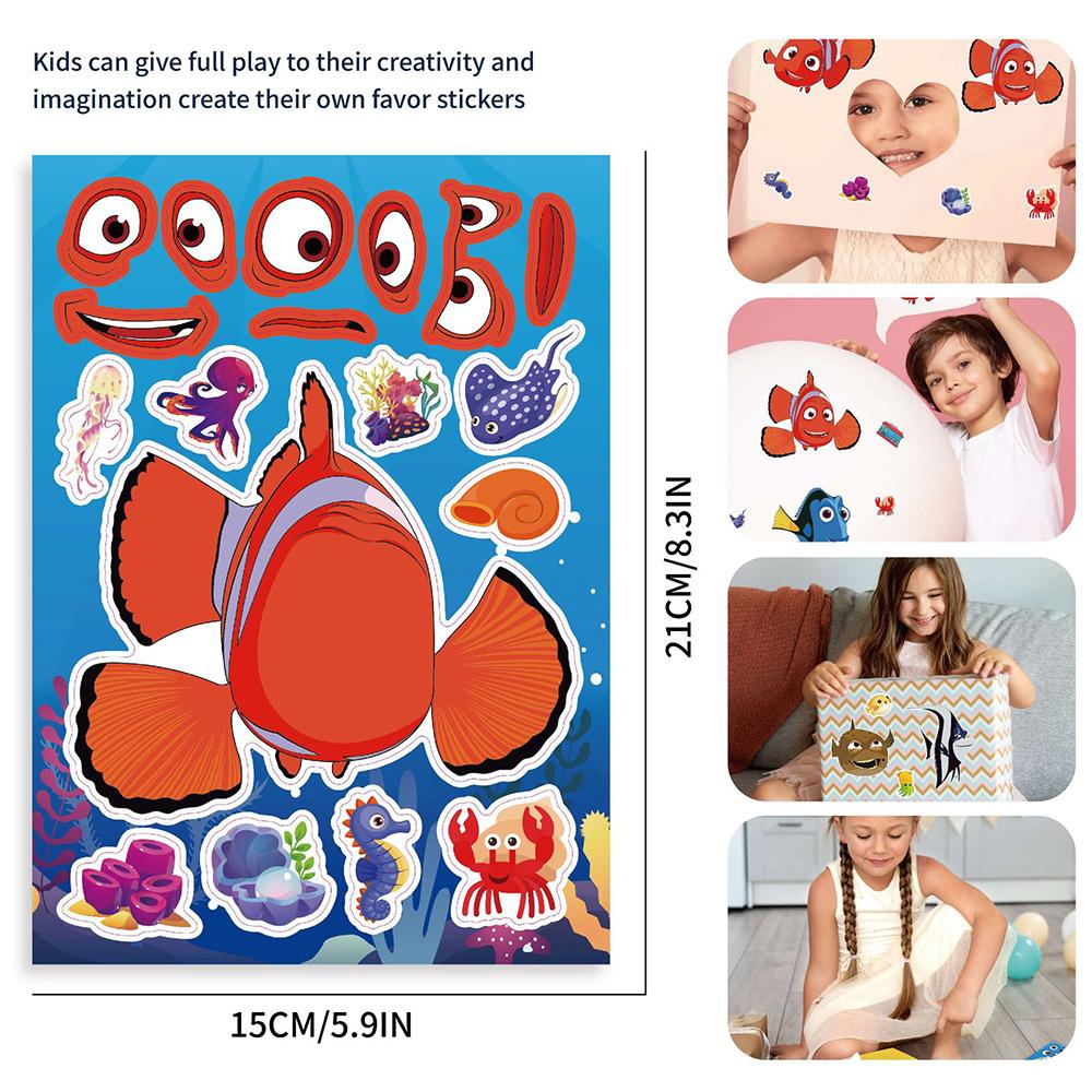 816 Листов Собери Лицо Дисней В Поисках Немо Наклейки-Пазлы Сделай Сам Сборка Пазл Мультфильм Аниме Наклейки Детская Образовательная Игрушка Наклейка