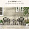 Three Piece Rattan Bistro Set Black