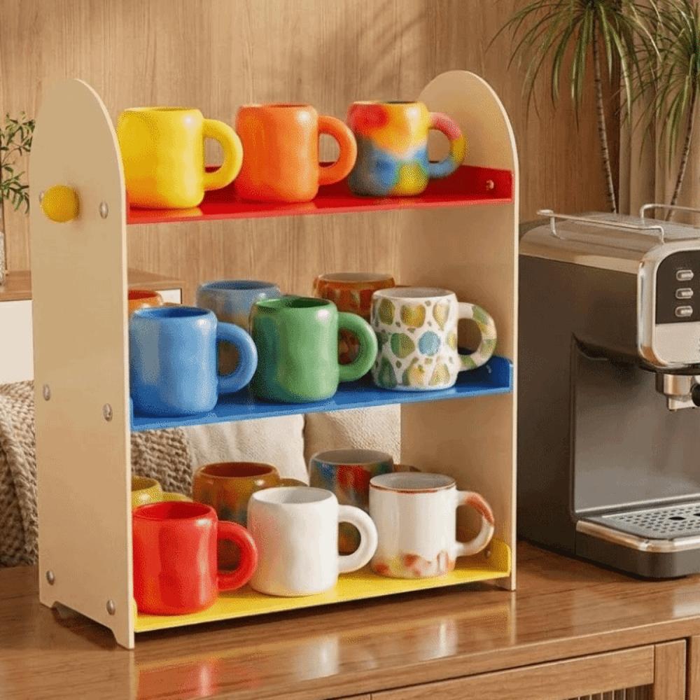 Large Capacity 3 Layers Desktop Storage Rack Dopamine Tea Bag Storage Rack Kitchenware