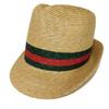 Used 9539 Woven Straw Hat 434760 K0M00 9666 7919 Sherry Green Red Straw Medium 22.4" Unused Web Stripe Natural Women's