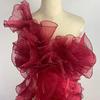 New Glossy Organza Lace Trim Fabric 13cm Wide 2yard Pleated Ruffles Material 3D Wedding Dress Sewing Accessories