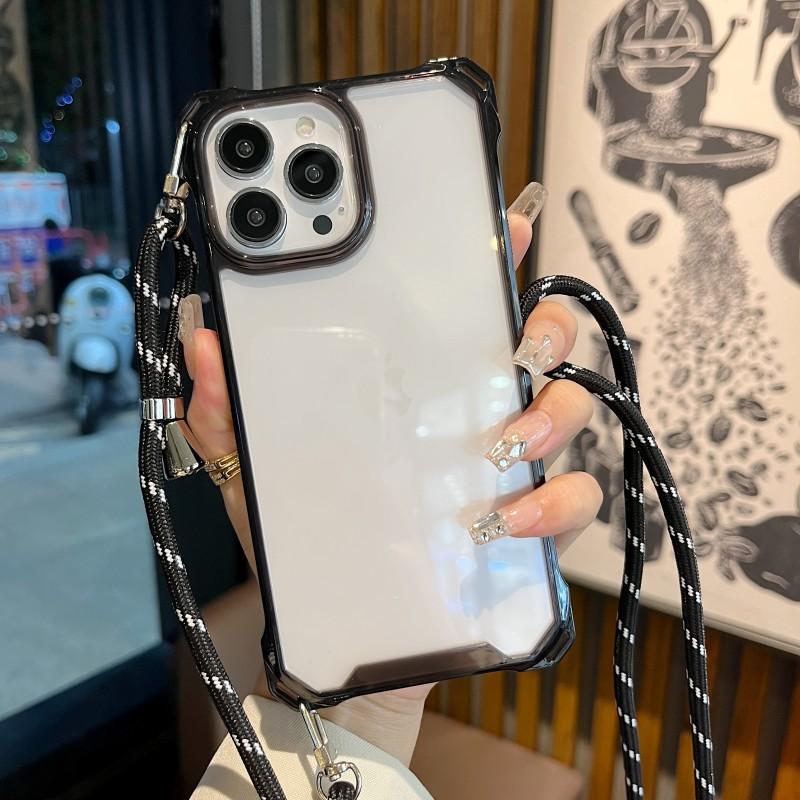 Чехол-футляр с ремешком-шнурком для iPhone 15 Pro 14 13 12 11 Pro Max XR X XS Plus, с ремешком через плечо, с усиленными углами, противоударный