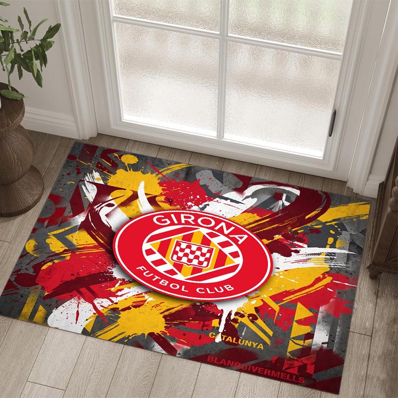 Дизайн Girona FC Кристальный Велюровый Ковер Уютный Не?Нескользящий ковер с принтом для спальни, гостиной, прихожей