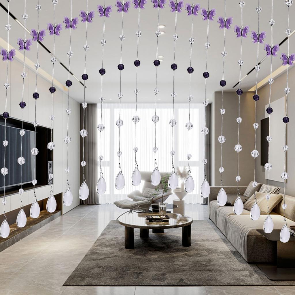 Butterfly Crystal Bead Curtain Living Room Entrance Partition Curtain Water Drop Pendant Hanging