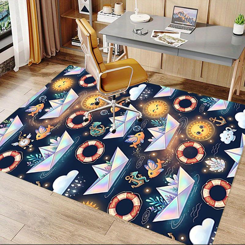 1PC Paper boats Lifebuoys Non-Slip Floor Carpet Compatible for Office&Living Room&Bedroom&Dining room - Soft & Pattern-G0316