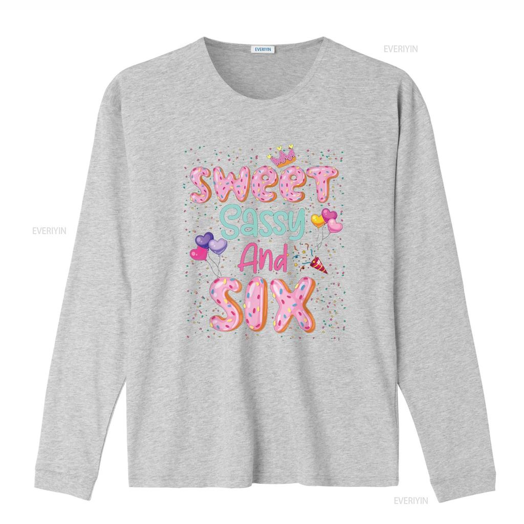 Sweet Sassy And Six Birthday T Shirt For Girls 6 Year Old vintage Washed designer clothes homme Versatile Slightly Comfortable