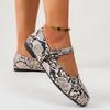 Большие размеры Модные туфли Мэри Джейн со змеиным принтом для женщин Весна Лето Удобные туфли на плоской подошве для женщин Легкая мягкая повседневная обувь