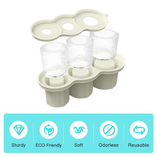 Silicone Ice Mold Cylinder Ice Cube Tray for 20-40oz Tumbler Cup with Lid Hollow Shape Stackable Easy Release Juice Whiskey Cocktail Ice Cubes