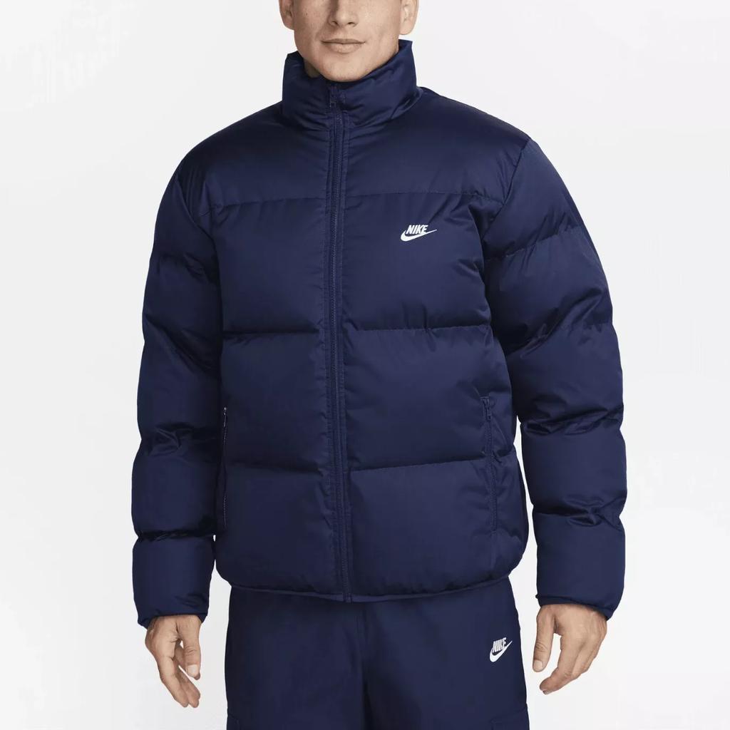 Nike Спортивная клубная хлопковая куртка с длинным рукавом и логотипом, воротником-стойкой, мужские топы, темно-синие FB7368-410