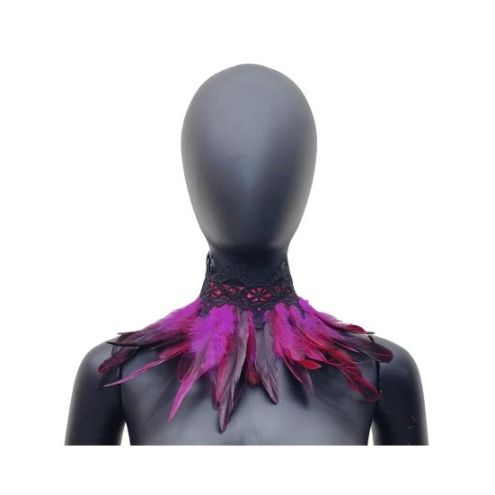 Шарф из перьев с регулируемым черным кружевом для женщин, костюм на Хэллоуин, поддельный воротник, аксессуар для костюма павлина