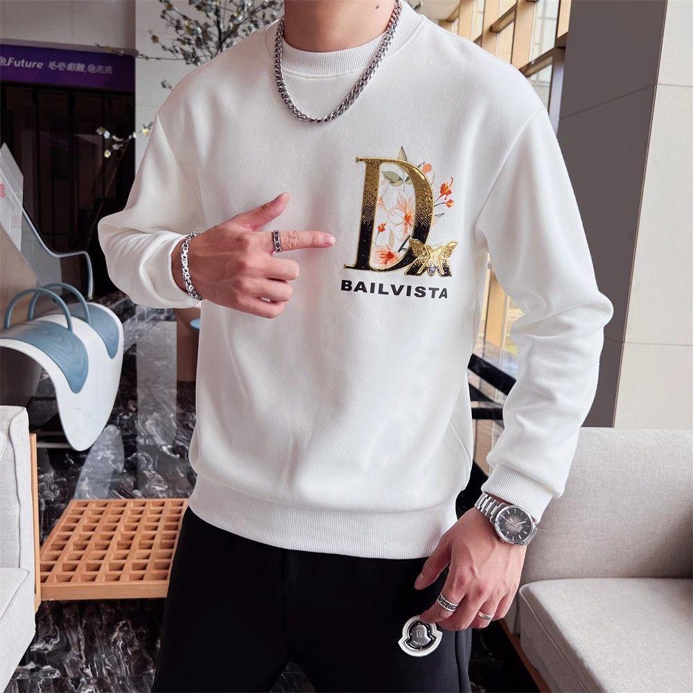Мужская красивая толстовка с капюшоном, новый модный брендовый узор на спине, повседневная куртка с круглым вырезом и длинными рукавами