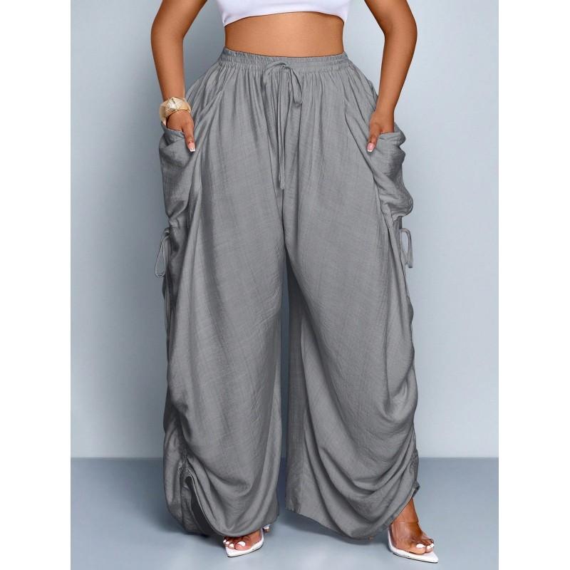 Womens High Waist Loose Drawstring Lantern Pants Casual Trousers