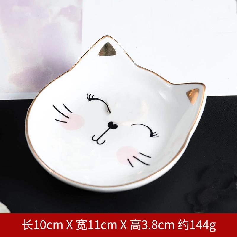 Керамический небольшой поднос для хранения, креативная корейская тарелка с изображением котенка из мультфильма, тарелка для закусок, торта, украшения, соусница, домашняя кухонная посуда