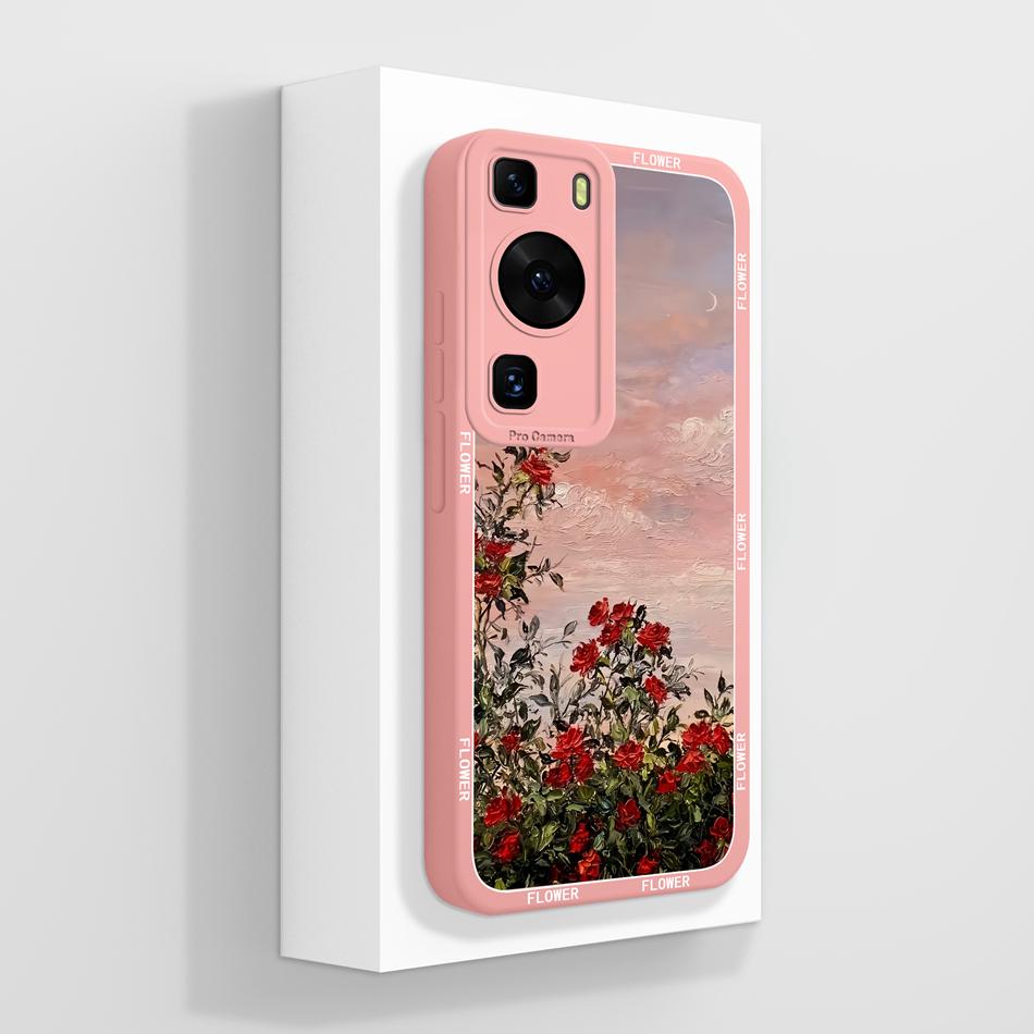For Huawei P60 Pro Art Case Butterfly Rose Soft Liquid Silicone Cover For Huawei P 60 Art P60Pro Anti Drop Protective Bumper