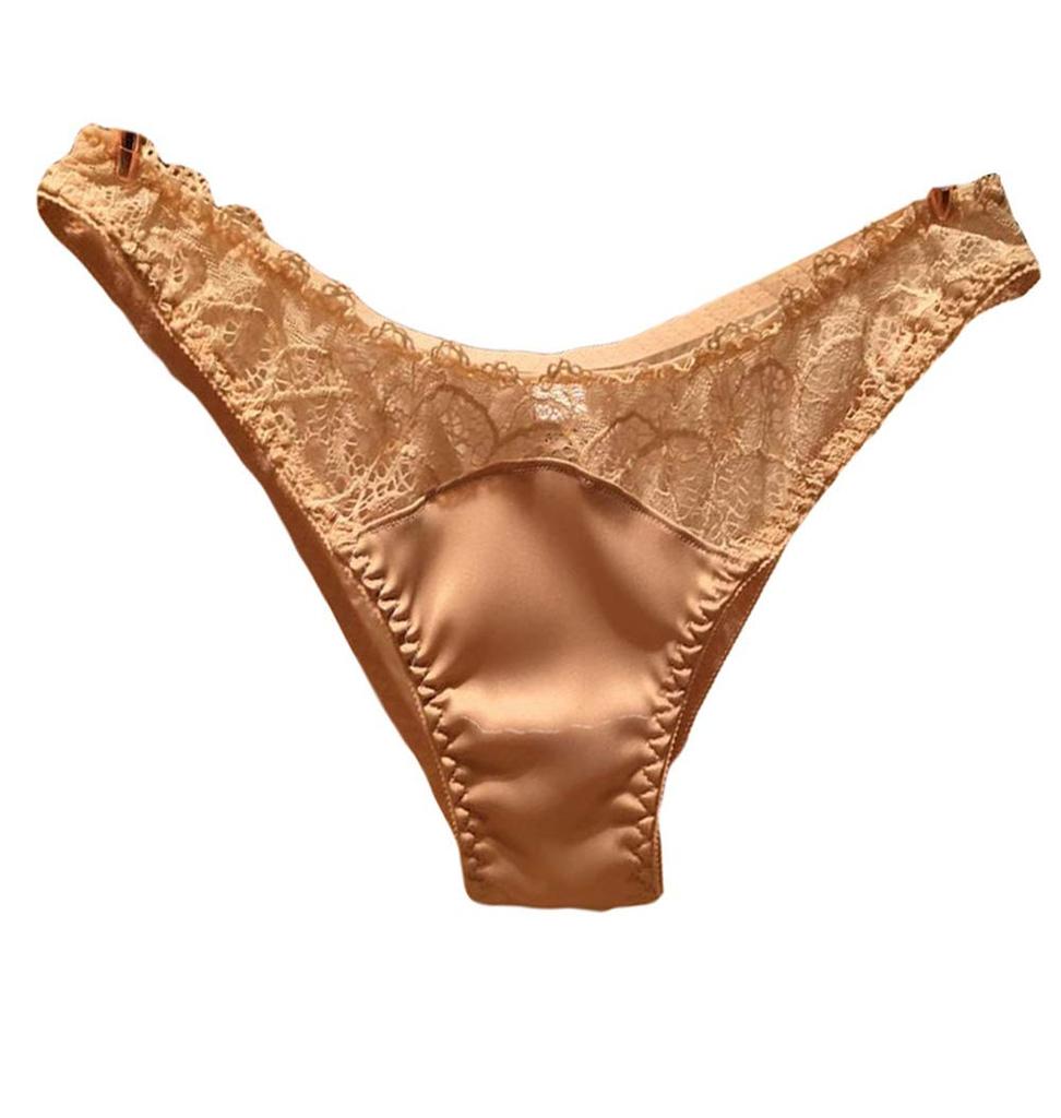 ZHONGJUE Сексуальные стринги Кружевные стринги Женские трусики, Нижнее белье, Женское белье, Женские трусики, (Свободный размер, Абрикосовый)