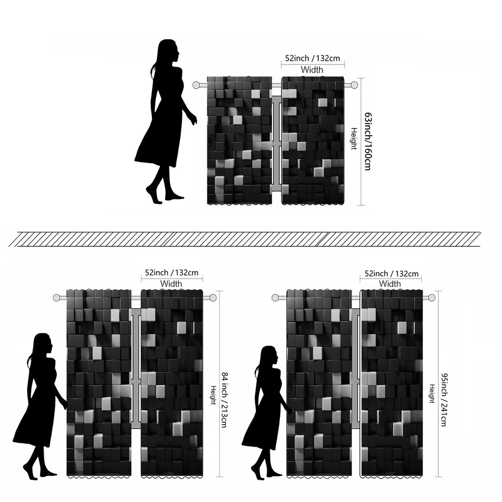 2 шт. HD цифровой черно-белый стерео деревянный блок занавески украшение дома стиль украшения гостиной спальни штанга занавески