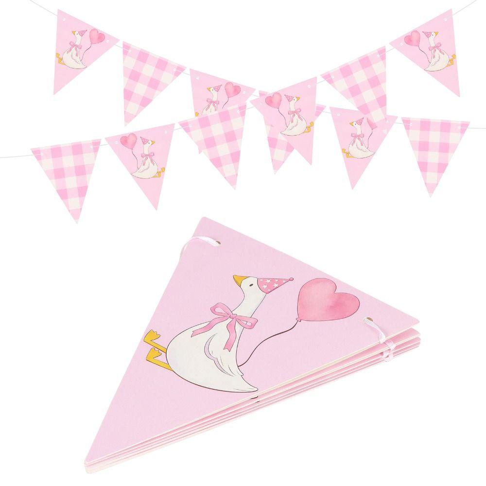 Pink Color One Silly Goose Party Triangle Banner Theme Design Goose Theme Garland  1st Birthday