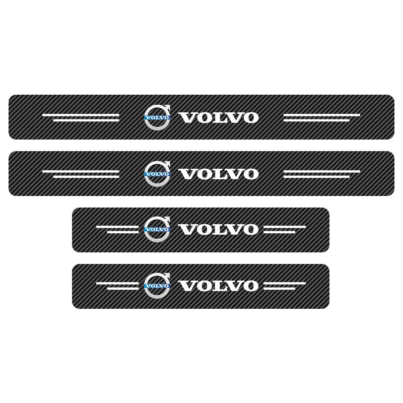 4PCS  Leather Car Door Threshold Protector Stickers Accessories For Volvo R Design T6 AWD C30 C40 C50 C70 XC60 V60 V70 V90 XC90