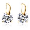 Fashionable Round Zircon Leaf Stud Earrings for Women