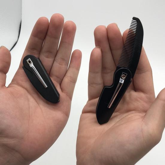 Складной гребень для усов, портативный гребень для бороды, тонкие зубья, пластиковый карманный гребень, антистатический, дорожный, мини-мужской
