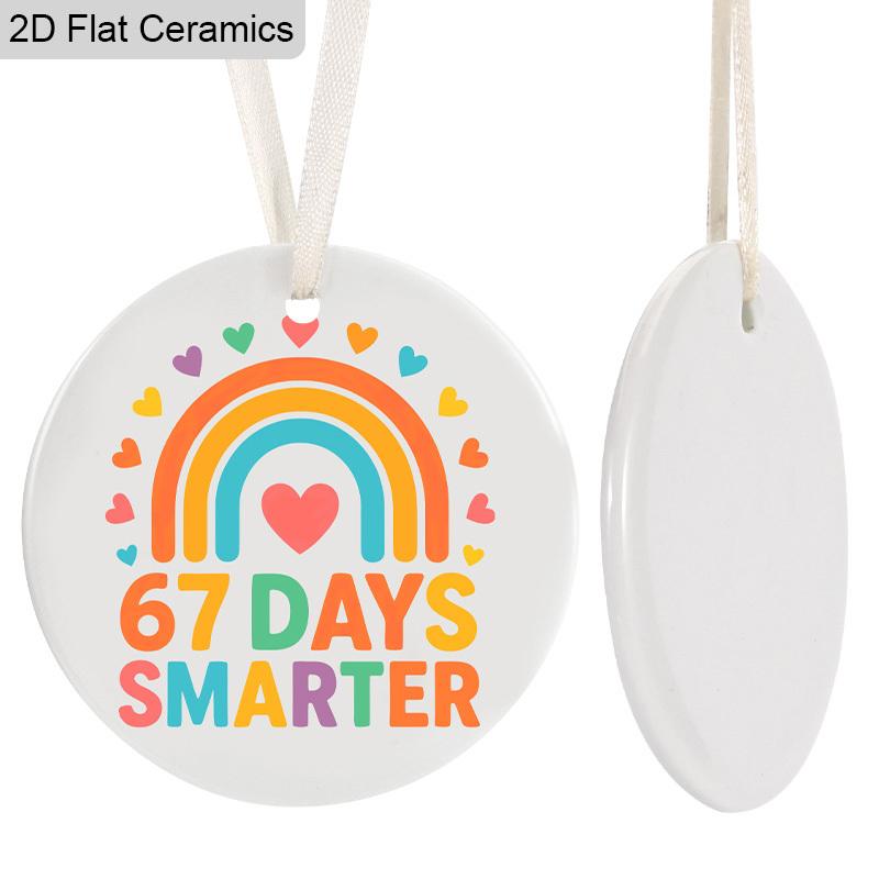 1pc/4pcs School Season, Six Seven Days of School, Smarter Teach Love Inspire Pattern, Ceramic Ornament Hanging Decor, Home Party Decor