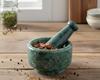 KLEO 5" Diameter Natural Stone Marble Mortar and Pestle Set for Spice Grinder and Medicine Masher (Green)