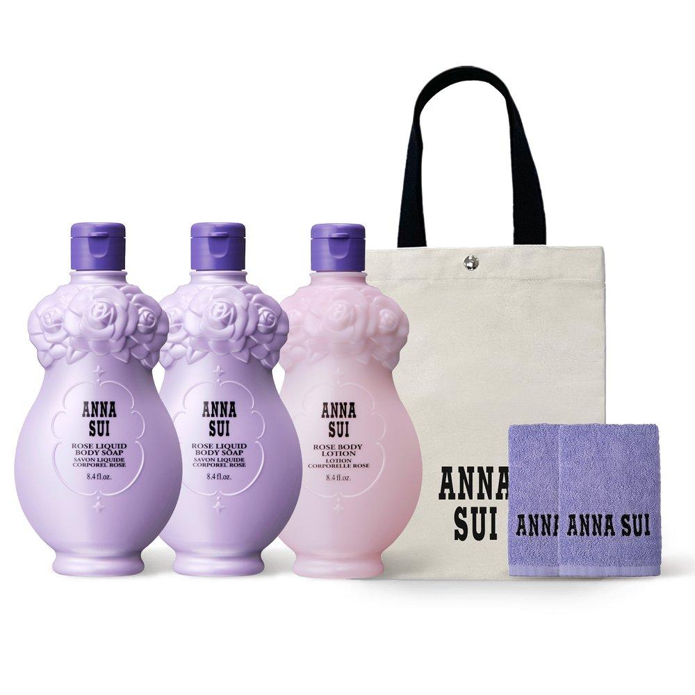 Anna Sui Набор из двух гелей для душа с розой и лосьона (+Круглое полотенце) 250мл*3