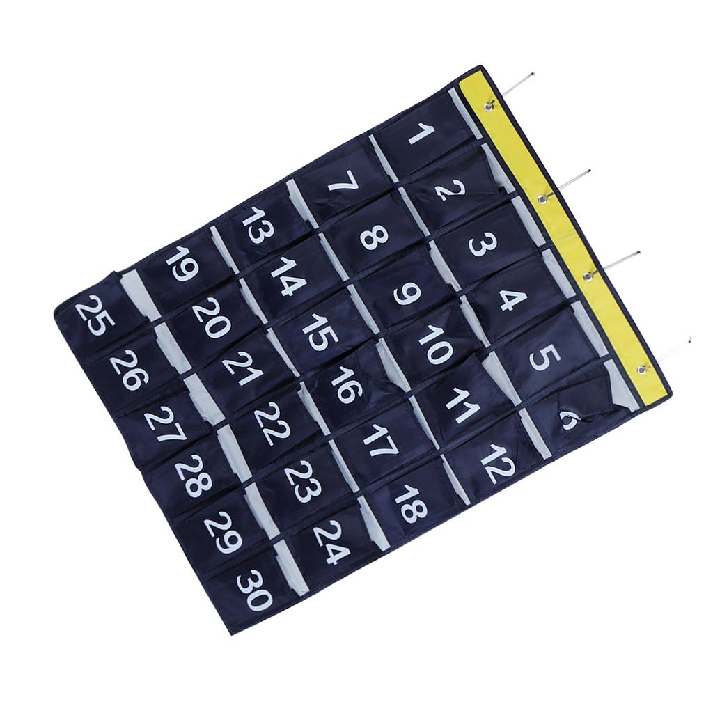 30 Pockets Wall Hanging Storage Bag Phone Holder Hanging Organizer with Numbers Navy Blue