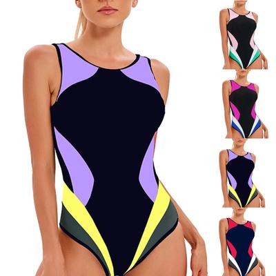 Женский консервативный цельный купальник без рукавов с открытой спиной, сочетающийся по цвету, с подкладкой для груди