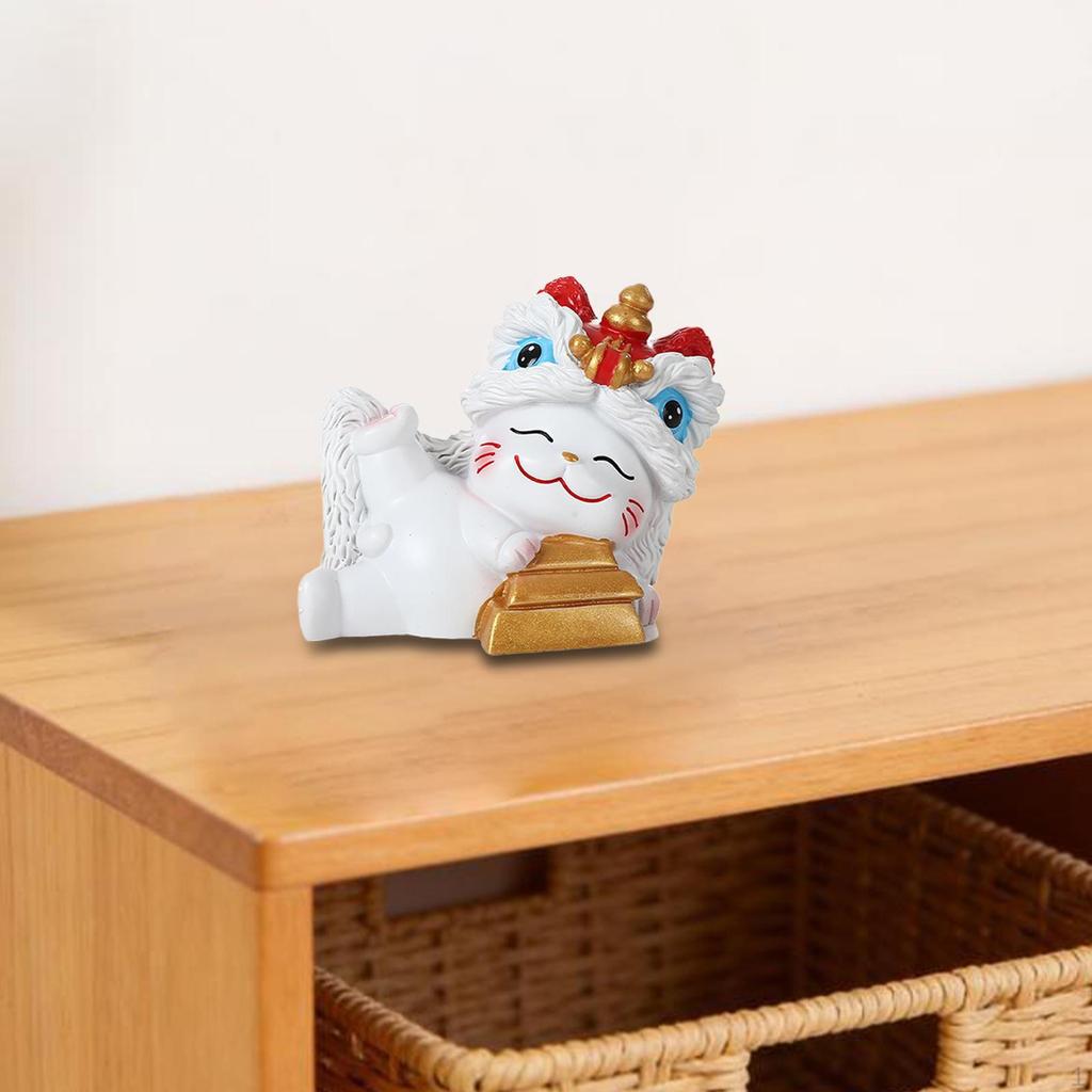 Миниатюрная фигурка Счастливого Кота, Скульптура Животного, Художественные Ремесла, Декоративное Настольное Украшение, Маленькая Статуэтка