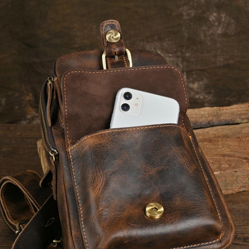 Европейская и американская ретро новая мужская сумка Crazy Horse из воловьей кожи нагрудная сумка для спорта на открытом воздухе большая вместительная сумка через плечо мужская сумка из натуральной кожи